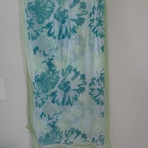 Green and Blue Floral Scarf Wrap